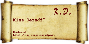 Kiss Dezső névjegykártya